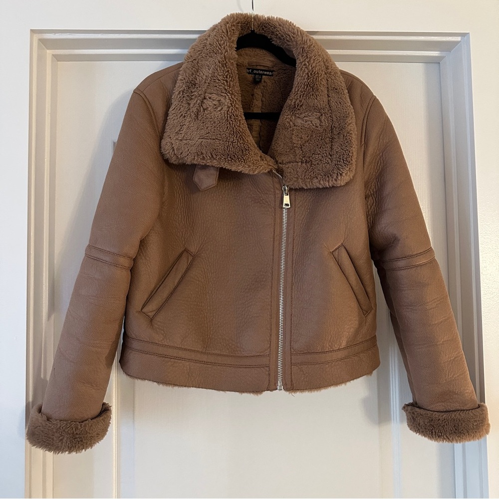 ZARA Mauve Faux Fur Lined Jacket